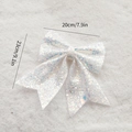 Sparkling white sequined Christmas bow decoration, size 20x23cm, for festive tree decor - 20cm Colorful White