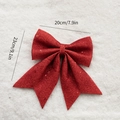 Sparkling red sequin Christmas bow decoration, 20x23cm festive glitter ornament - 20cm Red