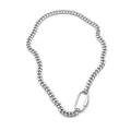 Silver industrial cuban chain necklace with large oval lobster clasp on white background - Necklace Total Length 45cm / Silver Chain + Silver Clasp