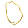 Premium gold-toned hip hop style Cuban link necklace with U-shaped carabiner clasp - Necklace Total Length 45cm / Gold Chain + Gold Clasp