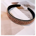 Sparkling champagne rhinestone headband with wide band and vintage French style - Champagne