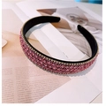 Luxe headband with pink Czech rhinestones on a black base for a chic party look - Pink