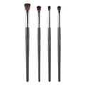 4-piece eye makeup brush set with ergonomic grey handles and silver ferrules - Concave-Convex Handle Silver Style