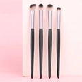 4-piece professional eye shadow brush set with black glossy handles and soft ombre bristles - Little Grape Black Handle Style