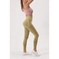 Naadloze mosterdgele yoga legging met hoge taille en ademende mesh details aan de zijkant - M / Legergroen