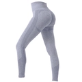 Leggings de fitness sans couture taille haute en mauve chiné avec mesh respirant - Gris clair