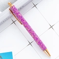 Retractable ballpoint pen with sparkling rose purple glitter finish and gold metal accents - Rose Red
