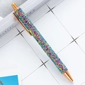 Retractable ballpoint pen featuring multicolor sequins and rose gold metal accents - New Gradient