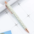 Sparkling mint green and white sequin ballpoint pen with rose gold diamond lattice - Green Yellow Checkerboard