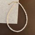 Elegant natural baroque pearl necklace with adjustable golden clasp and heart charm - 2-5#9 Natural Pearl Necklace 4-5mm