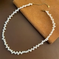 Elegant natural baroque pearl necklace with golden heart pendant and lobster clasp - 2-7#9 37 Pearl Necklace 3-4mm