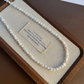 Elegant natural baroque pearl necklace on vintage linen tray with a classic retro aesthetic - 2-5#13 Pearl Necklace White 4-5mm