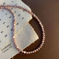 Baroque pearl necklace in pink-purple tone with natural irregular luster and sheen - 2-5#13 Pearl Necklace Purple 4-5mm