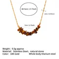 Tiger eye natural stone beaded necklace with 18K gold plated stainless steel chain - South Africa Tiger Eye