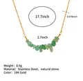 Gold stainless steel necklace with irregular green natural stone beads and thin chain - Tanzania Green Aventurine