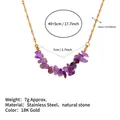 18K gold stainless steel necklace featuring irregular purple natural stone beads - Brazil Royal Amethyst
