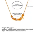 Stainless steel 18K gold chain necklace with irregular orange and white natural stone beads - India Yellow Aventurine