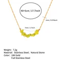 Titanium steel 18K gold necklace featuring irregular green natural stone beads - Korea Lemon Yellow