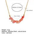 18K gold plated titanium steel necklace with orange natural tiger eye stones - Russia Strawberry Quartz