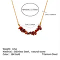 Gold stainless steel necklace with natural brown tiger eye stones and 40+5cm chain - Inner Mongolia Bloodstone