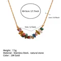 18K gold plated titanium steel necklace with natural tiger eye crushed stones, 40+5cm - Sri Lanka Phantom Stone