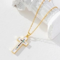 Gold plated cross necklace featuring colorful gemstones and white enamel on a thin O-chain - Gold/Multicolor Gem Enamel Cross/U1