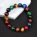 Multi-color 8mm tiger eye stone beaded bracelet with polished natural gemstone finish - Colorful