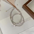Ensemble collier et bracelet élégant en argent S925 avec perles blanches rondes - Collier à Perles Argentées Irrégulières (360) / Argent 925