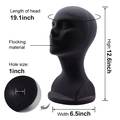 Matte black flocked foam female mannequin head for wig and hat display 12.6 inch height - Long Neck Flocked Mannequin Head 2Pcs (YCSM007-B) / OPP Bag Packaging / Black