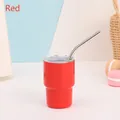 Red 3oz stainless steel insulated mini coffee cup with straw and transparent lid - Red
