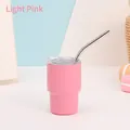 3oz light pink stainless steel insulated mini coffee cup with straw and lid - Pink