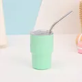 Insulated 3oz light green stainless steel mini coffee tumbler with lid and metal straw - Light Green