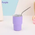 Insulated purple 304 stainless steel 3oz coffee cup with straw and lid for car use - Purple