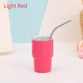 Insulated 3oz light red stainless steel mini tumbler with lid and straw - Watermelon red