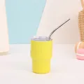 Bright yellow stainless steel 3oz tumbler with lid and reusable metal straw - Yellow