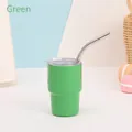 3oz green double-wall stainless steel mini tumbler with lid and metal straw - Green