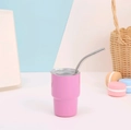 Pink 304 stainless steel 3oz insulated mini tumbler with straw and clear seal lid - Deep Pink
