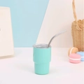 Insulated 3oz mint green stainless steel mini coffee tumbler with lid and straw - Mint Green