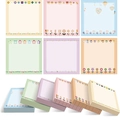 Set of 6 self-adhesive sticky notes in pastel colors with floral and balloon designs - Cartoon