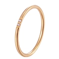 Anillo de acero inoxidable chapado en oro de 18k con dos pequeños circones incrustados - US 5 / Oro Rosa Doble Diamante