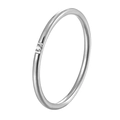Minimalist 18k silver plated titanium steel ring with sparkling zircon stone - Silver Single Diamond