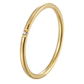 Minimalist 18k gold plated titanium ring featuring a single round zircon stone - Gold Solitaire Diamond