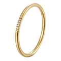 Minimalist 18k gold plated stainless steel ring featuring three sparkling round zircons - Gold Triple Diamond
