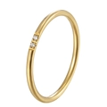 Anillo minimalista de titanio chapado en oro 18k con dos circonitas pequeñas y banda fina - US 5 / Dorado Doble Circonita