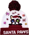 LED Christmas knit hat with Santa Paws dog pattern and colorful lights - Cartoon Dog