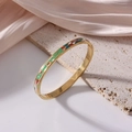 6mm gold titanium steel bangle with colorful enamel geometric spiral patterns - Spiral Geometric Pattern (J24)