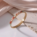 6mm gold titanium bracelet with colorful floral enamel patterns and 18K plating - Multi-Color Floral Pattern (J27)