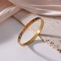 6mm vintage 18K gold plated titanium steel bangle with red blue and orange enamel - Ethnic Geometric Blocks (J46)