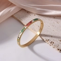 6mm gold titanium steel bangle with colorful vintage floral enamel patterns - Retro Exquisite Floral (J48)