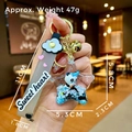 Star-shaped panda liquid quicksand keychain with blue glitter and sweet heart strap - Pentagram Snow Panda